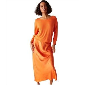 NEW MICHAEL STARS nadia 2 in one satin dress in orange